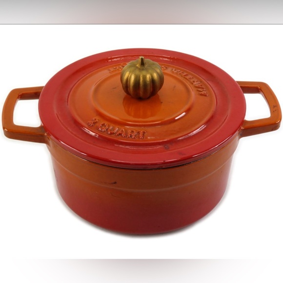 Martha Stewart 2 Quart Cast Iron Dutch Oven Pot Pumpkin Lid Handle (G5588) - Picture 1 of 9